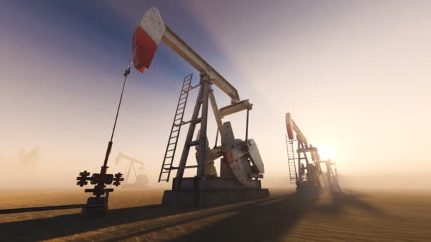 Нефтяные Буровые Насосы Накачивают Нефть Бурения Трубопровод Сырая Нефть Превращается — стоковое видео