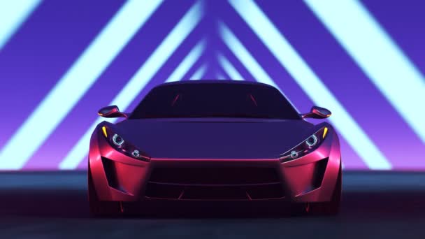 Futuristische Konzeptsportwagen Rasen Mit Hoher Geschwindigkeit Durch Einen Tunnel Aus — Stockvideo