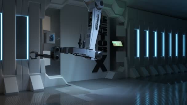 Futuristická Údržba Vesmírné Stanice Prováděná Robotickým Ramenem Multitoolovou Funkcí Robot — Stock video