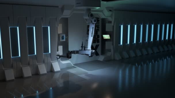 Futurisztikus Űrállomás Karbantartása Robotkar Multitool Funkcióval Robot Gyorsan Hatékonyan Oldja — Stock videók
