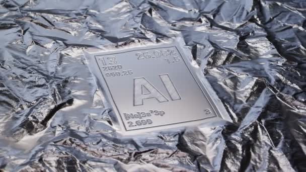 Periodisk Bordsskylt Rent Aluminium Mendeleev Bordsinformation Snidade Ren Metall Skiner — Stockvideo