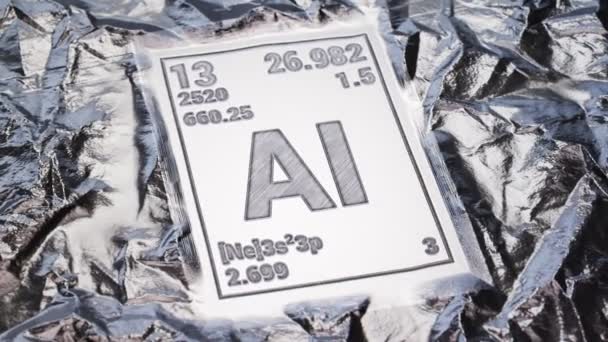 Periodiek Tafelbord Gemaakt Van Puur Aluminium Mendeleev Tabel Informatie Gesneden — Stockvideo