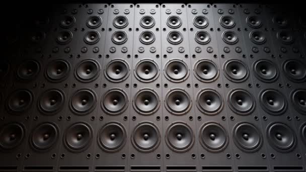 Modern Speakers Playing Stacked Endless Wall Pattern Loop Powerful Membranes — Stock Video