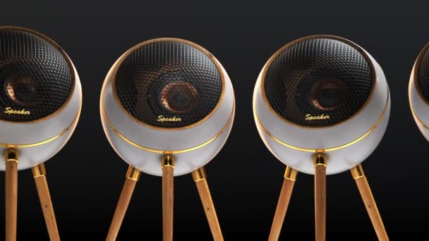 Luxury Retro Speakers Wooden Tripod Golden Parts Standing Endless Loop — Stock Video