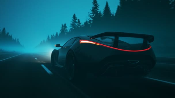 Concept Sports Car Racing Foggy Road High Speed Endless Seamless — Stock Video