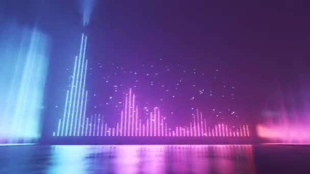 Анімація Барвистого Звукового Еквалайзера Музика Рівні Управління Синьо Рожева Звукова — стокове відео