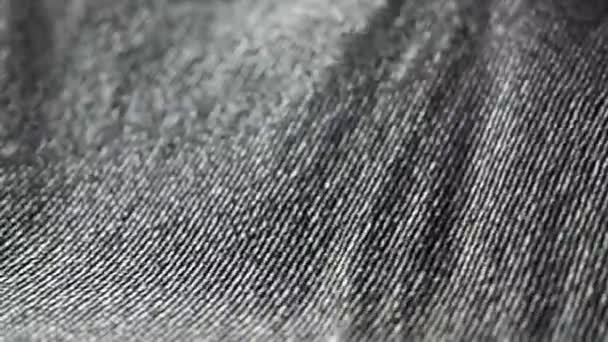 Tejido Gris Muy Detallado Revoloteando Viento Superficie Textil Con Patrón — Vídeos de Stock