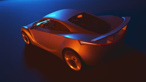 Sport Car Driving Dark Background Synthwave Stylised Looped Animation Highway — Stock Video