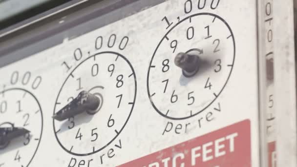 Contatore Gas Che Mostra Flusso Carburante Timelapse Misuratori Offuscati Dal — Video Stock