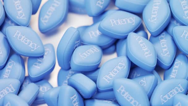 Innombrables Pilules Bleues Empilées Dans Une Pile Infinie Caméra Déplaçant — Video