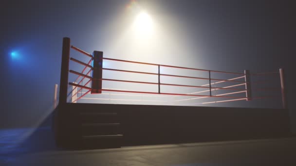 Kinematografické Promítání Boxerského Prstenu Jasným Reflektorem Uprostřed Symbolizuje Bojové Sportovní — Stock video