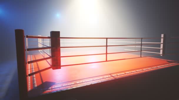 Cinematic Shot Showcasing Boxing Ring Bright Spotlight Middle Symbolizes Fighting — Stock Video
