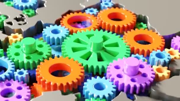 European Union Map Created Spinning Plastic Gears Clockwork Machinery Motion — Stock Video