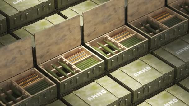 Loopable Animation Die Den Unendlichen Stapel Militärischer Kisten Mit Einer — Stockvideo