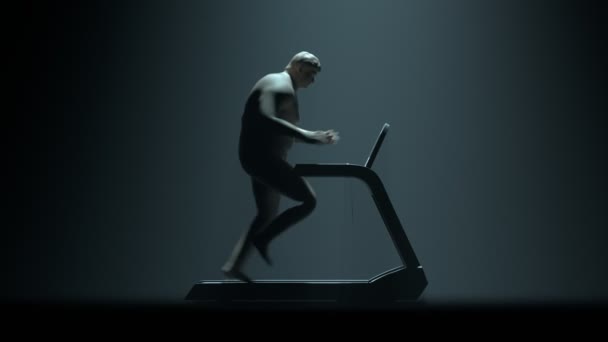 Corredor Obsesionado Con Quemar Grasa Hombre Con Sobrepeso Está Corriendo — Vídeos de Stock