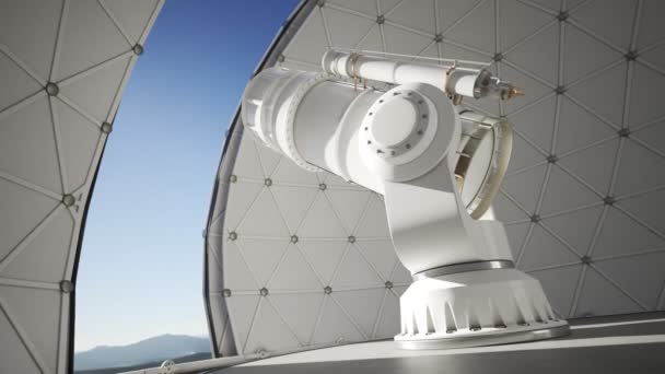 Güneşli Bir Günde Bir Bilim Kurgu Jeosfer Gözlemevi Kubbesinin Içinde — Stok video