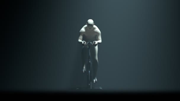 Велосипедист Одержим Сжиганием Жира Человек Избыточным Весом Едет Велосипеде Время — стоковое видео