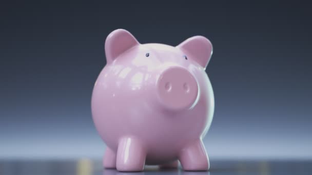 Empty Piggy Bank Destruction Hammer Smashes Porcelain Deposit Savings Symbolizing — Stock Video