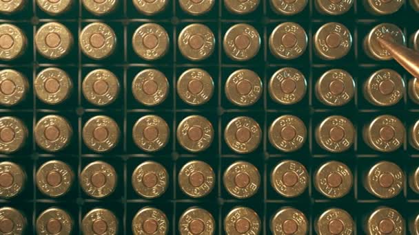 Animering Blank Bmg Ammunition Plastbehållare Kula Stor Plastlåda För Kulsprutepatroner — Stockvideo
