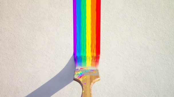 고밀도 다채로운 페인트의 스트로크를 떠나는 페인트 브러쉬 Lgbt 운동에 상징하는 — 비디오