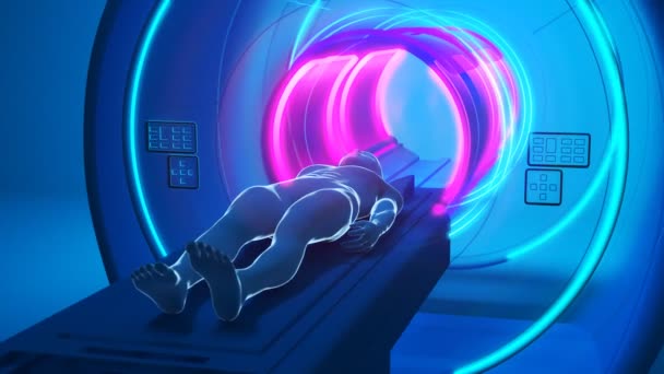 Pacjent Maszynie Obrazowania Medycznego Poddawany Rezonansowi Magnetycznemu Tomografii Komputerowej Lub — Wideo stockowe