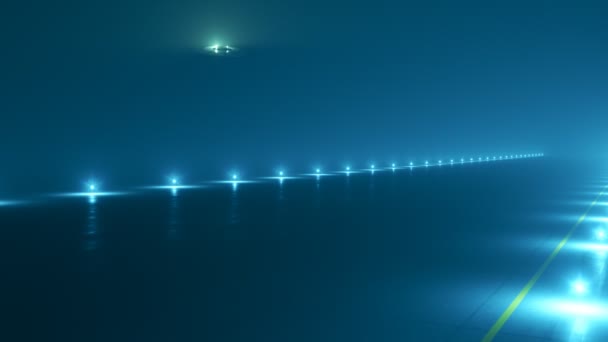 Extraterrestrial Spacecraft Ufo Landing Strip Beautiful Foggy Night Alien Flying — Stock Video