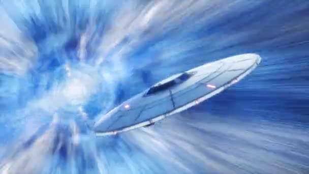 Extraterrestální Létající Talíř Putující Vesmírem Extrémní Rychlostí Futuristická Mimozemská Technologie — Stock video