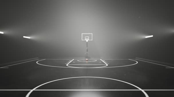 Uitzicht Helft Van Een Basketbalveld Beweegt Langzaam Vooruit Toont Mand — Stockvideo