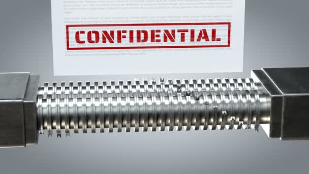 Confidential Pieces Information Page Cut Shredder Camera Focuses Paper Shredder — Stock Video