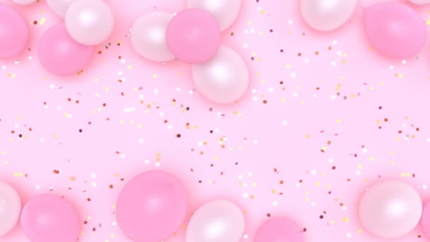Problemfri Looping Animation Med Pastelrosa Perle Balloner Liggende Lyse Lyserøde – Stock-video