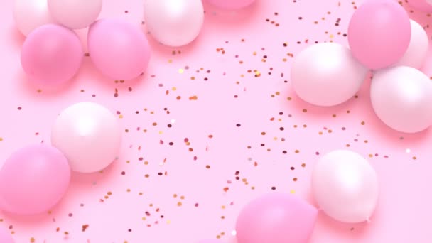 Bezproblémová Smyčková Animace Pastelově Růžovými Perlovými Balónky Ležícími Jasně Růžové — Stock video