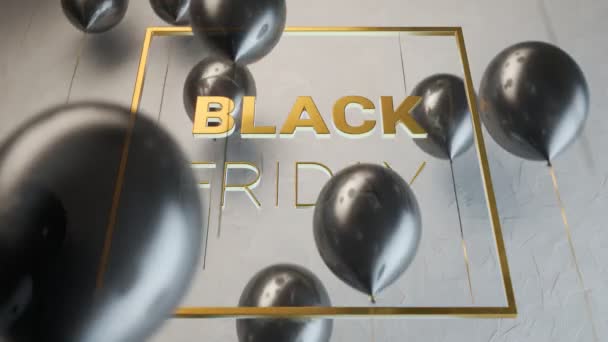 Golden Black Friday Sign Bright Plaster Wall Background Glamour Sale — Stock Video