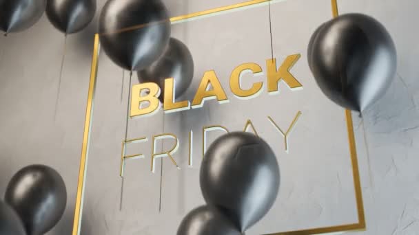 Golden Black Friday Signe Avec Mur Plâtre Lumineux Arrière Plan — Video