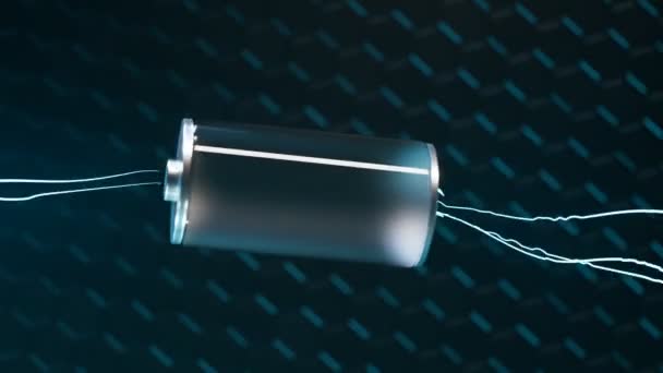 Uma Bateria Recarregável Vazia Feita Metal Vidro Está Acumulando Energia — Vídeo de Stock