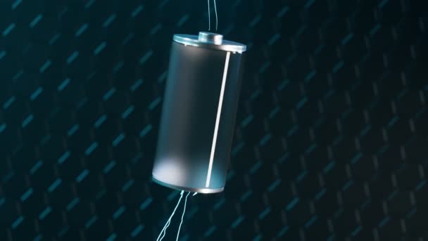 Порожня Акумуляторна Батарея Металу Скла Накопичує Енергію Рівень Потужності Показаний — стокове відео
