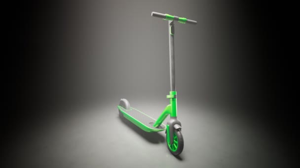 Scooter Eléctrico Nuevo Elegante Verde Pie Centro Atención Una Forma — Vídeo de stock