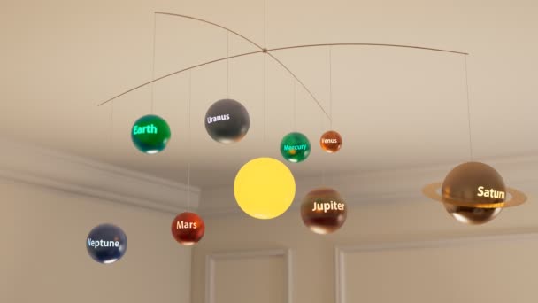 Jouet Animation Système Solaire Planètes Sur Les Bras Tournants Tournant — Video