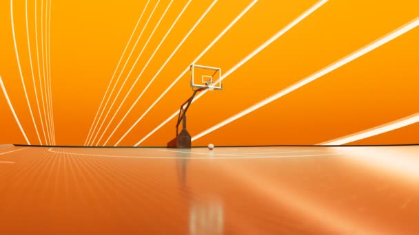 Turuncu Bir Spor Salonunda Basketbol Potası Çevreleyen Renkli Dinamik Soyut — Stok video