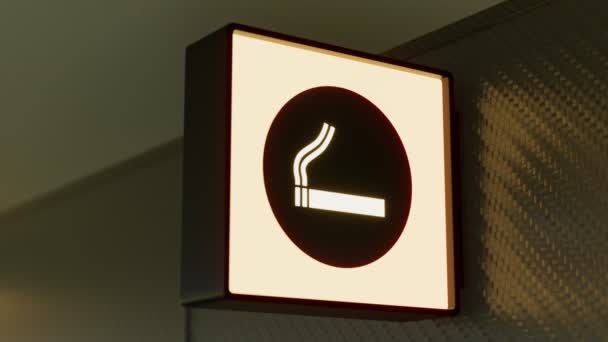 Podświetlony Znak Palarni Lotnisku Jedyne Miejsce Terminalu Gdzie Można Palić — Wideo stockowe