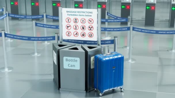 Havaalanı Güvenlik Kontrolü Gemide Eşyalara Izin Verilmiyor Yasak Eşyaları Bırakın — Stok video