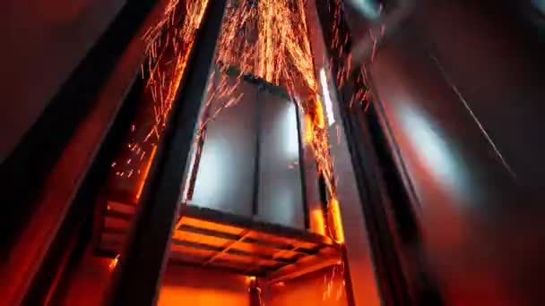Asansör Kabini Kırık Isıtmalı Fren Mili Hızla Parlıyor Bozuk Makine — Stok video
