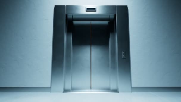 Елегантні Двері Ліфта Тонкої Матової Сталі Відкриваються Камера Повільно Рухається — стокове відео