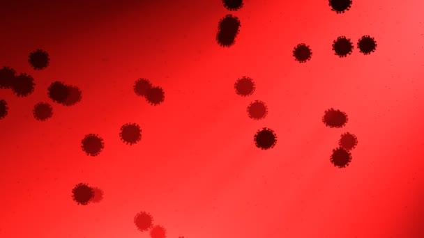 在活细胞或血液中复制病毒的动画 许多在明亮的红色背景上繁殖的病原体的轮廓 感染过程 流行性感冒 非典型肺炎 结肠炎 流行性感冒 — 图库视频影像