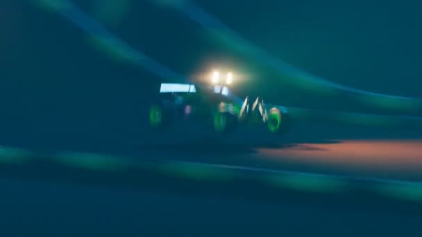 Car Night Race Písčité Trati Loopable Animation Miniature Radio Controlled — Stock video