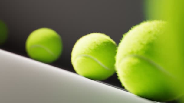 Бесшовный Цикл Анимации Бесконечного Запаса Теннисных Мячей Аренда Теннисных Мячей — стоковое видео