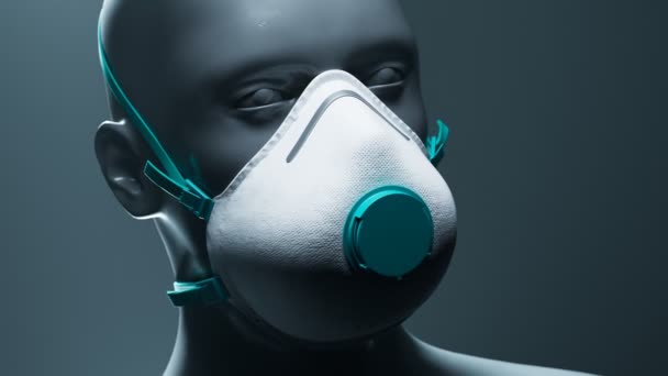 Solunum Koruma Maskesi Kavramı Animasyon Ffp3 Maskesinin Nasıl Takılacağını Gösteriyor — Stok video