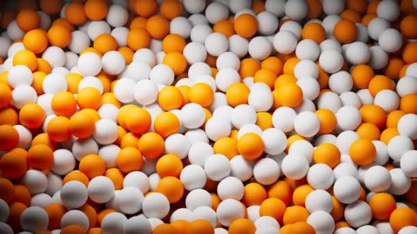 Aerial View Endless Suplly Ping Pong Balls Seamless Looping Animation — Stock Video