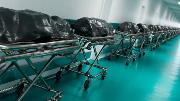 Begreppet Pandemisk Hälso Och Sjukvårdskris Den Enorma Mängden Döingar Kameran — Stockvideo