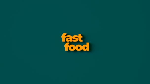 Animation Inscription Jaune Fast Food Apparaissant Collations Boissons Différents Types — Video