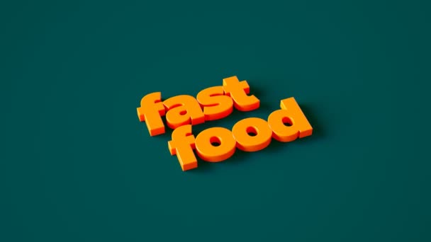 Animation Inscription Jaune Fast Food Apparaissant Collations Boissons Différents Types — Video